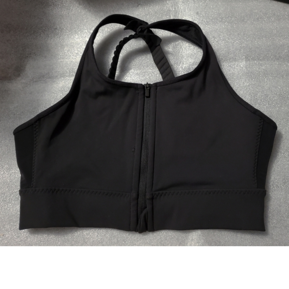 Athleta Black Sports Sleep Bra Front Zip Medium